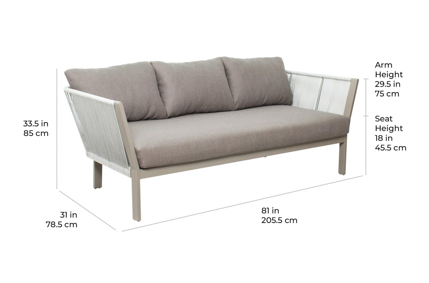 arch sthelena sofa 620FT012P2 scale dims