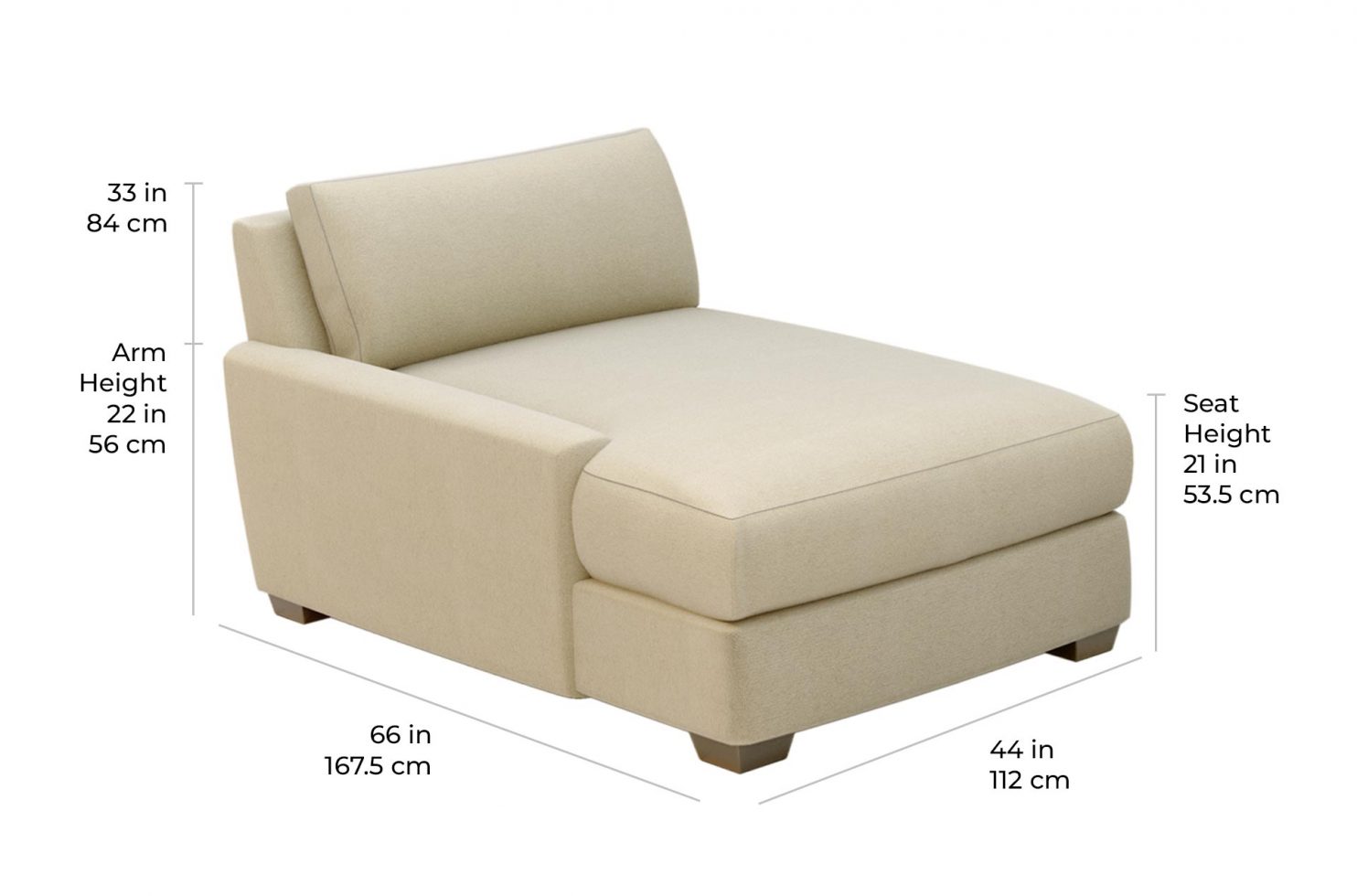 fizz imperial one arm chaise 105FT004P2 CH LAF scale dims