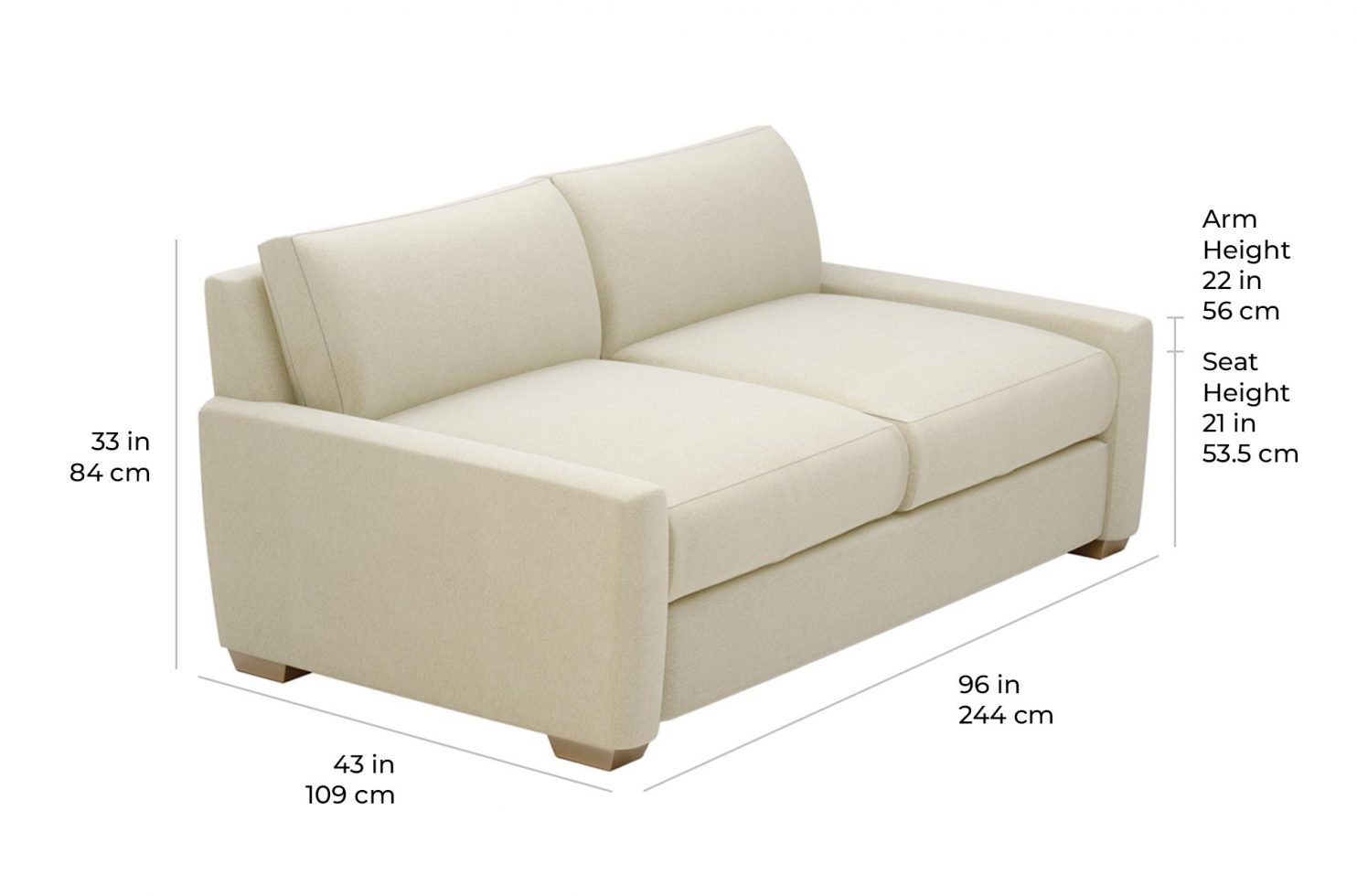 fizz imperial sofa 105FT004P2 S scale dims